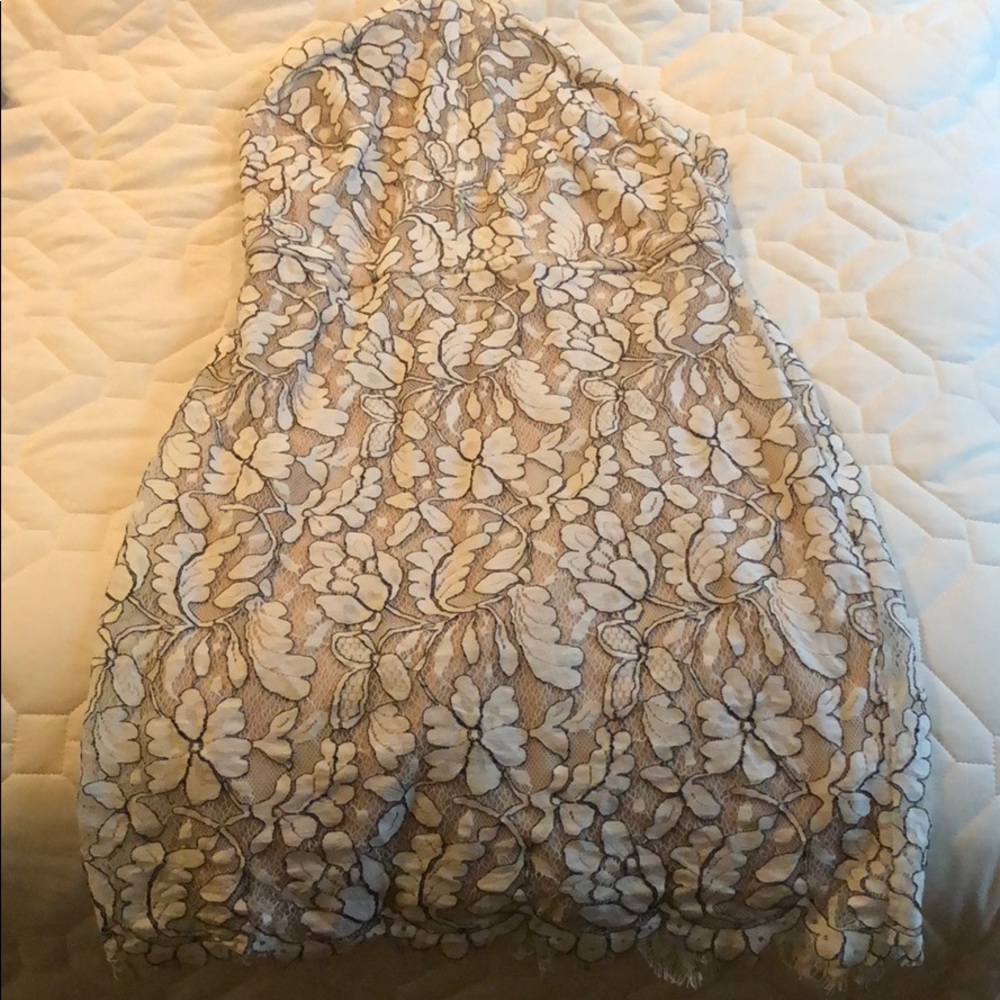 White and champagne lace dress